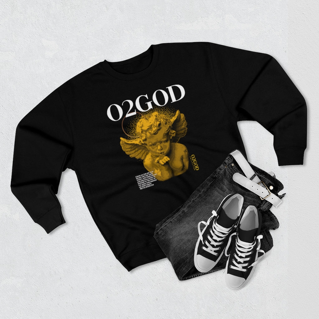O2GOD GOLD Baby Angel Premium Crewneck Sweatshirt