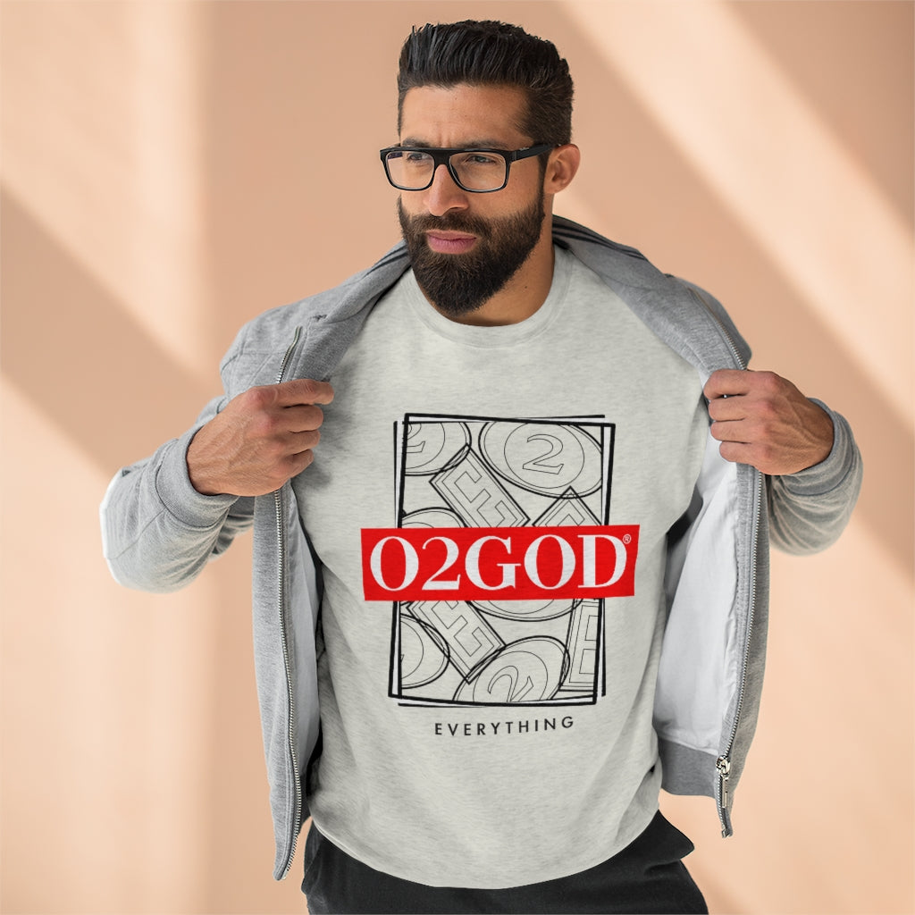 O2GOD Red Block Outline Premium Crewneck Sweatshirt