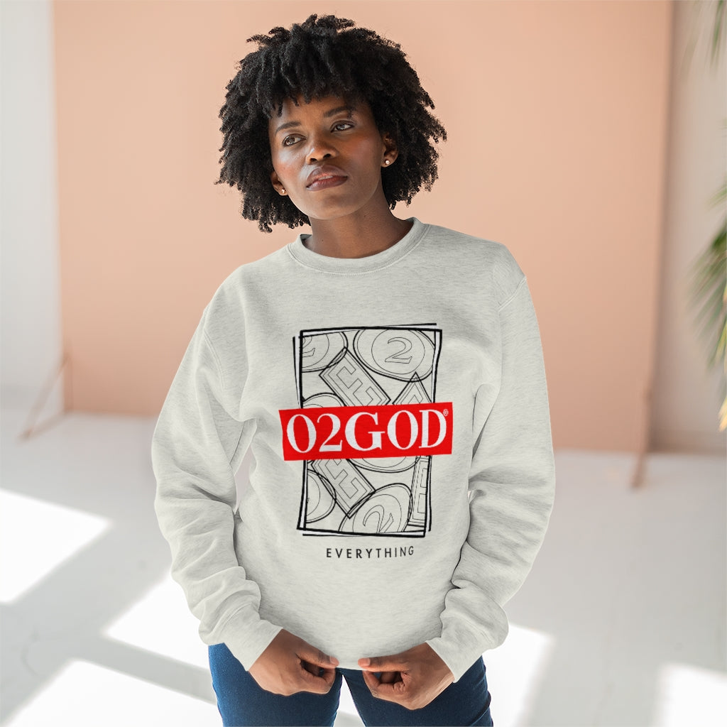 O2GOD Red Block Outline Premium Crewneck Sweatshirt