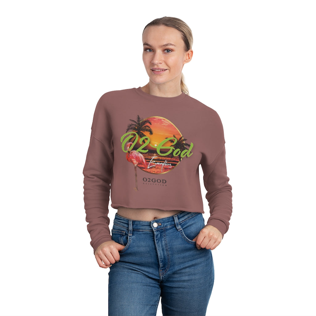 O2GOD Circle Palm Women's Cropped Sweatshirt