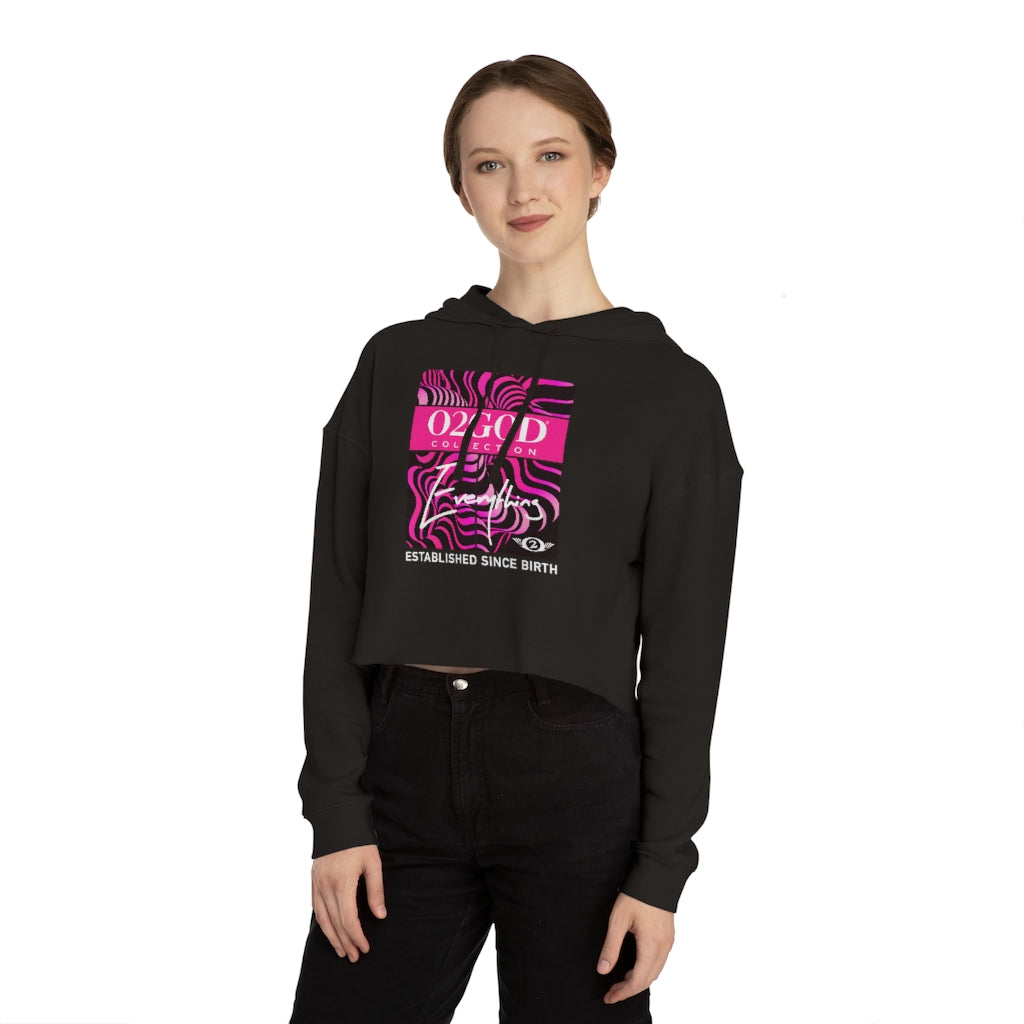 O2GOD Pink Wave Women’s Cropped Hooded Sweatshirt