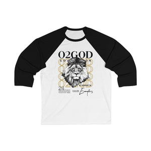 O2GOD Lion STRENGTH 3/4 Sleeve Baseball Tee