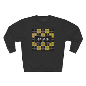 O2GOD Plaid Block Premium Crewneck Sweatshirt dark grey