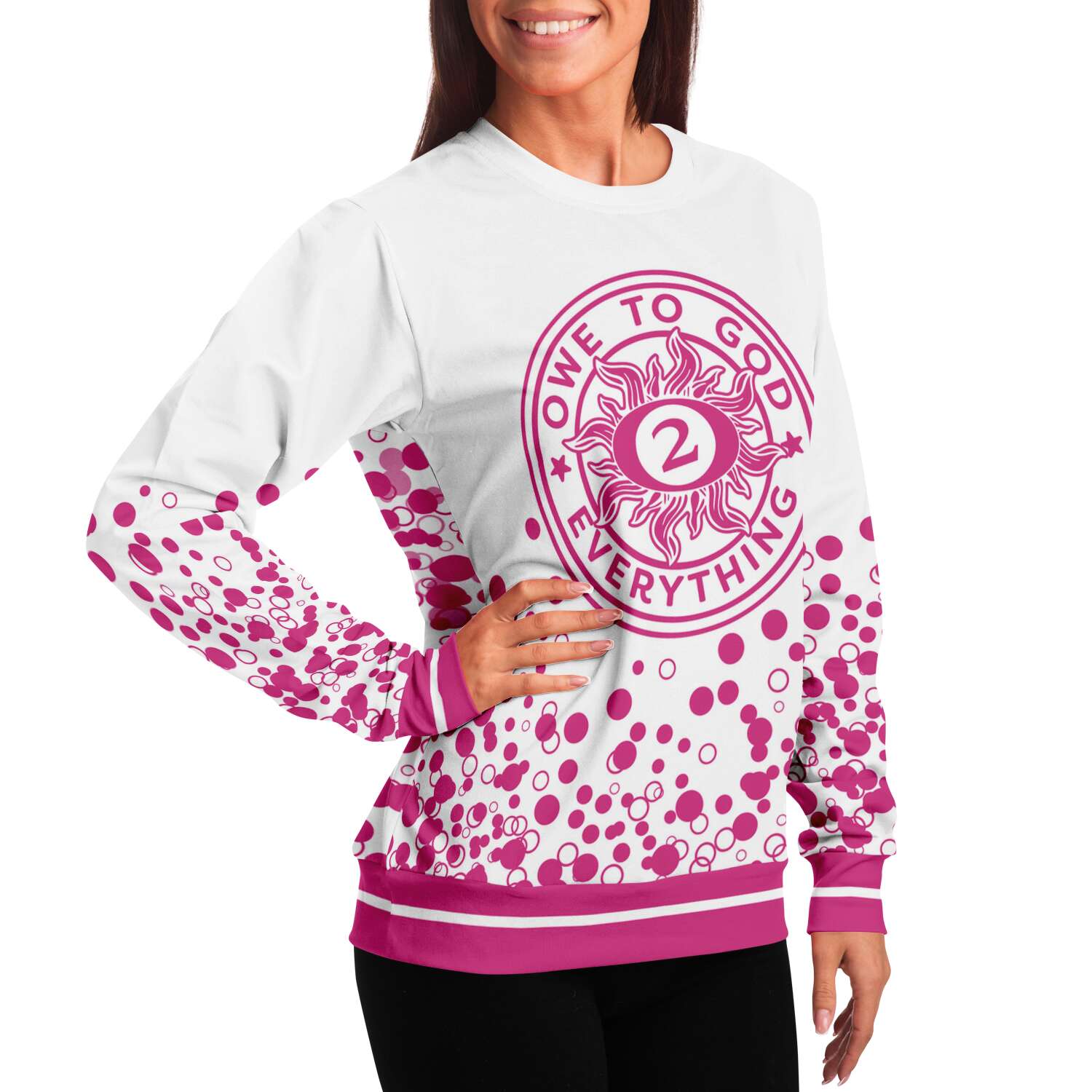 O2GOD Pink Dots Sweatshirts White