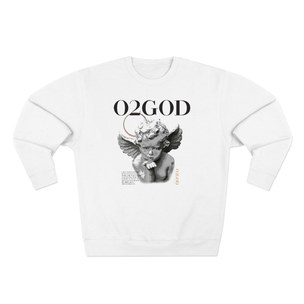 O2GOD BW Baby Angel Premium Crewneck Sweatshirt