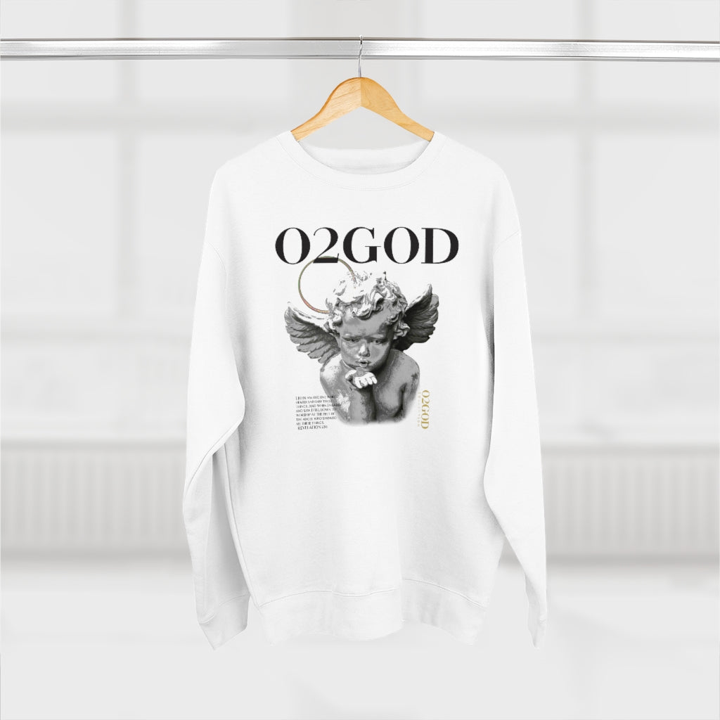 O2GOD BW Baby Angel Premium Crewneck Sweatshirt