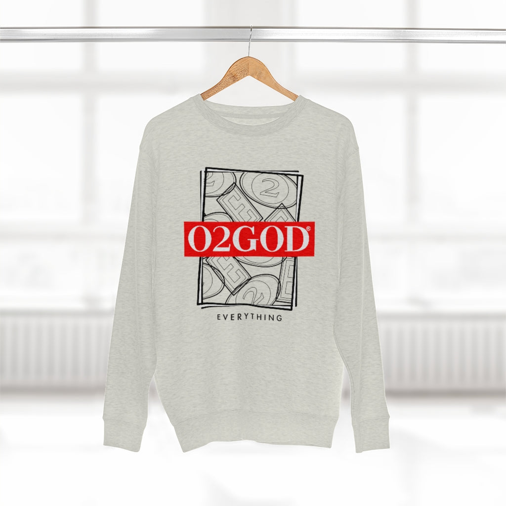 O2GOD Red Block Outline Premium Crewneck Sweatshirt