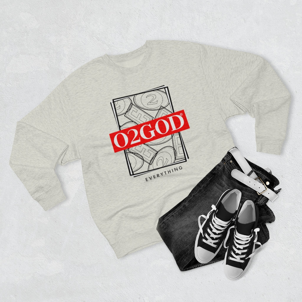 O2GOD Red Block Outline Premium Crewneck Sweatshirt