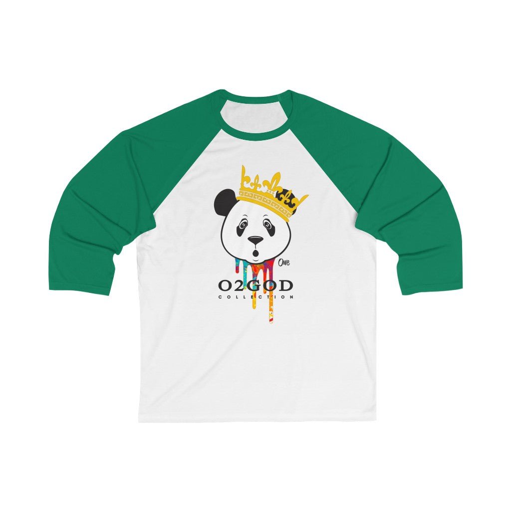 King Panda 3/4 Sleeve Baseball Tee green
