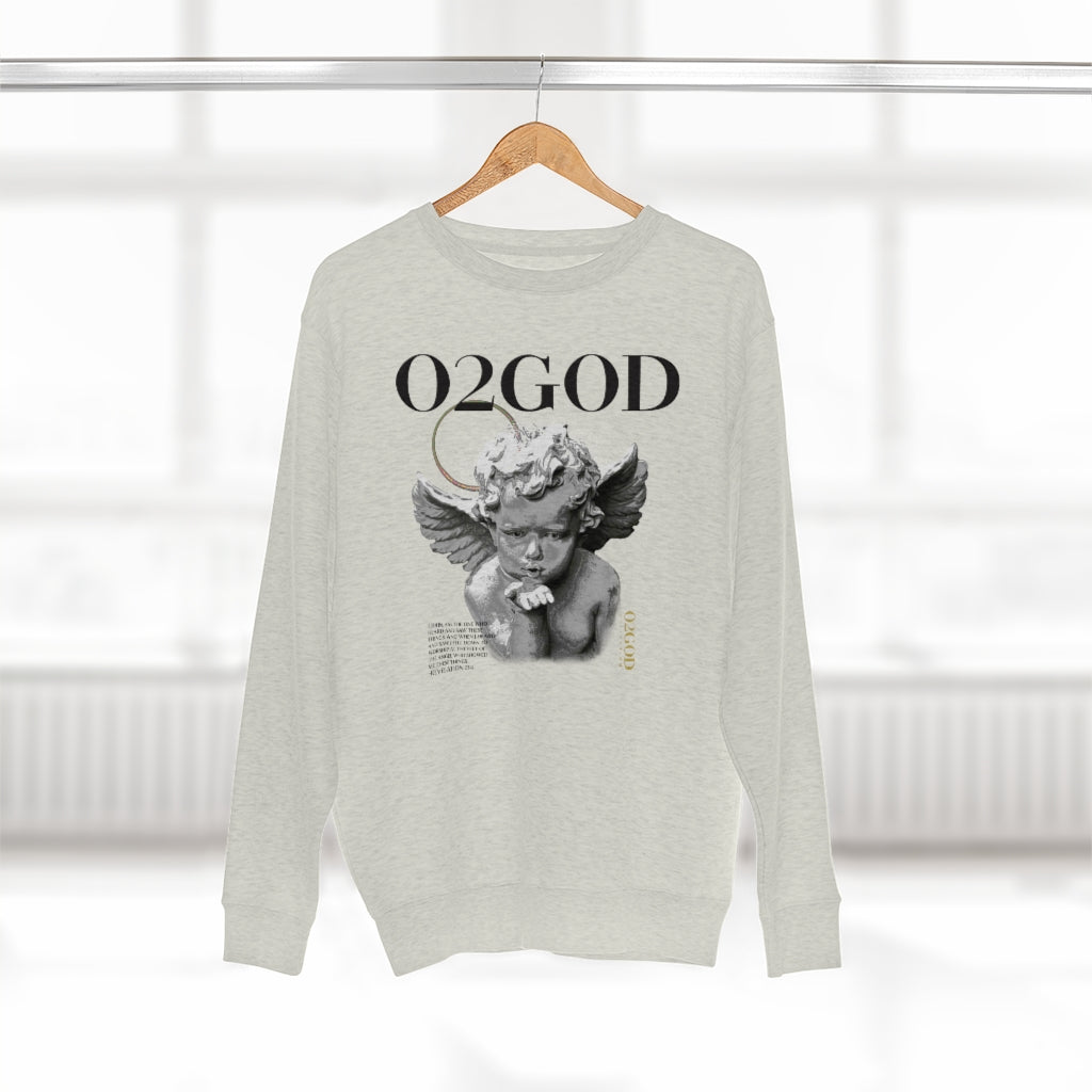 O2GOD BW Baby Angel Premium Crewneck Sweatshirt