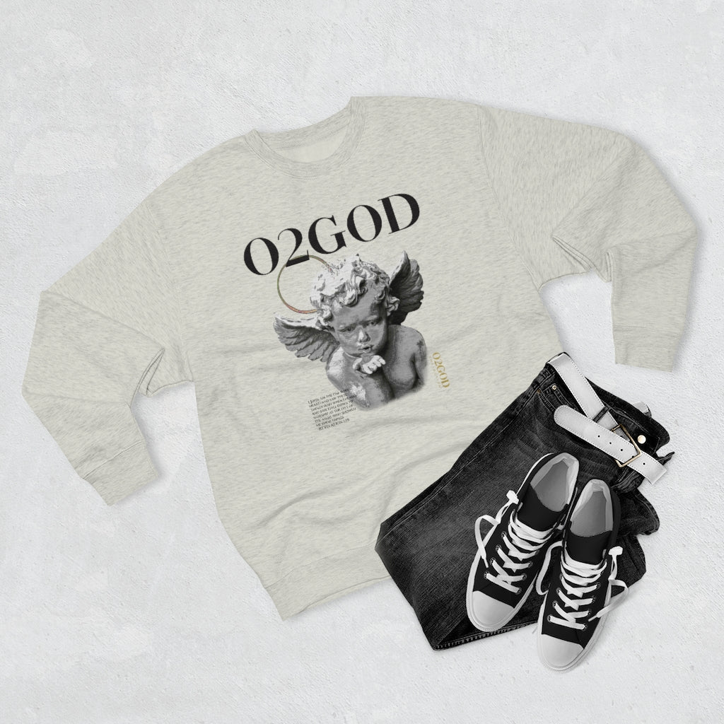 O2GOD BW Baby Angel Premium Crewneck Sweatshirt