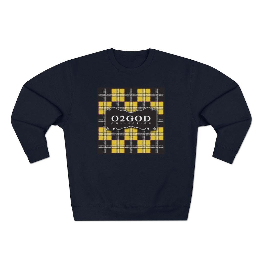 O2GOD Plaid Block Premium Crewneck Sweatshirt