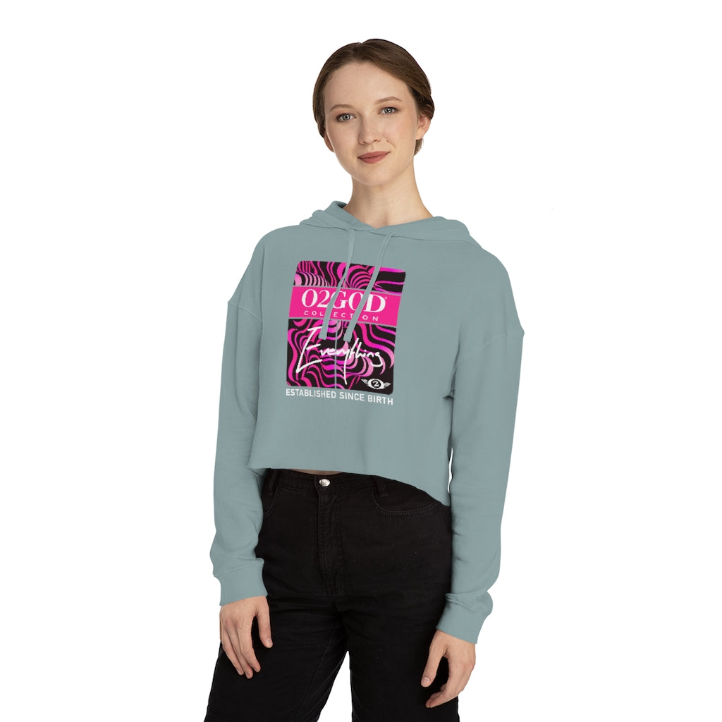 O2GOD Pink Wave Women’s Cropped Hooded Sweatshirt