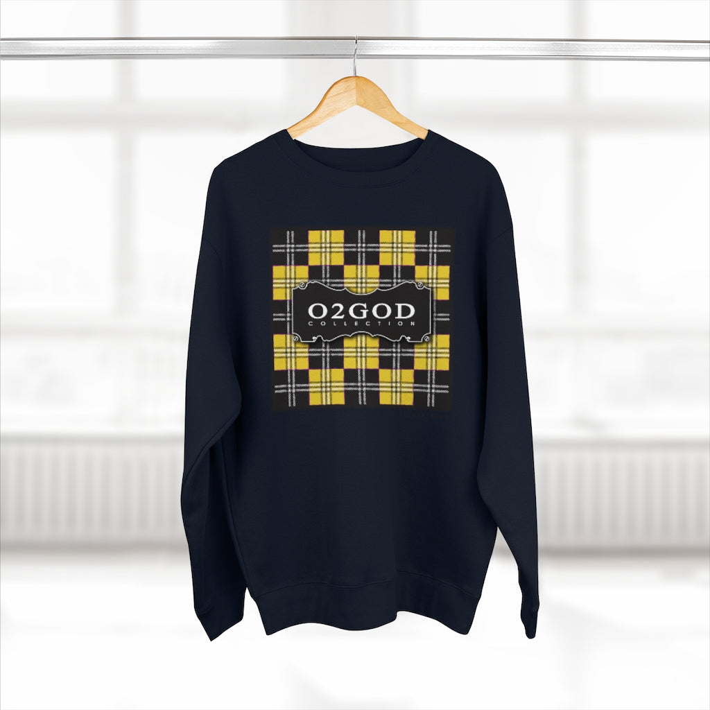 O2GOD Plaid Block Premium Crewneck Sweatshirt