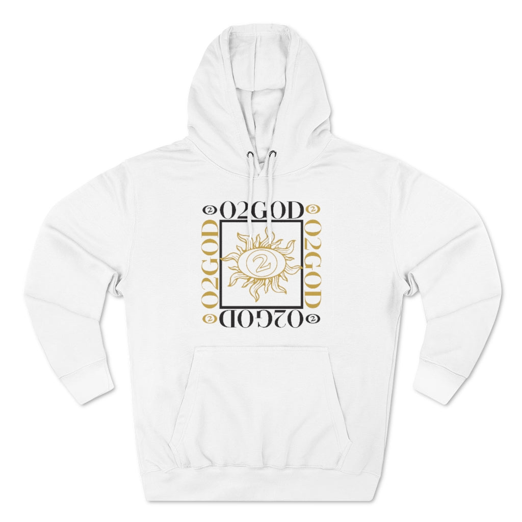 O2GOD SUN Square Premium Pullover Hoodie white