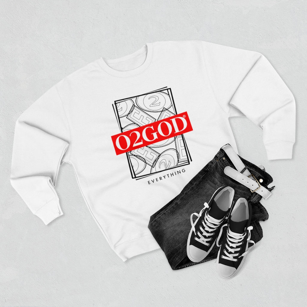 O2GOD Red Block Outline Premium Crewneck Sweatshirt