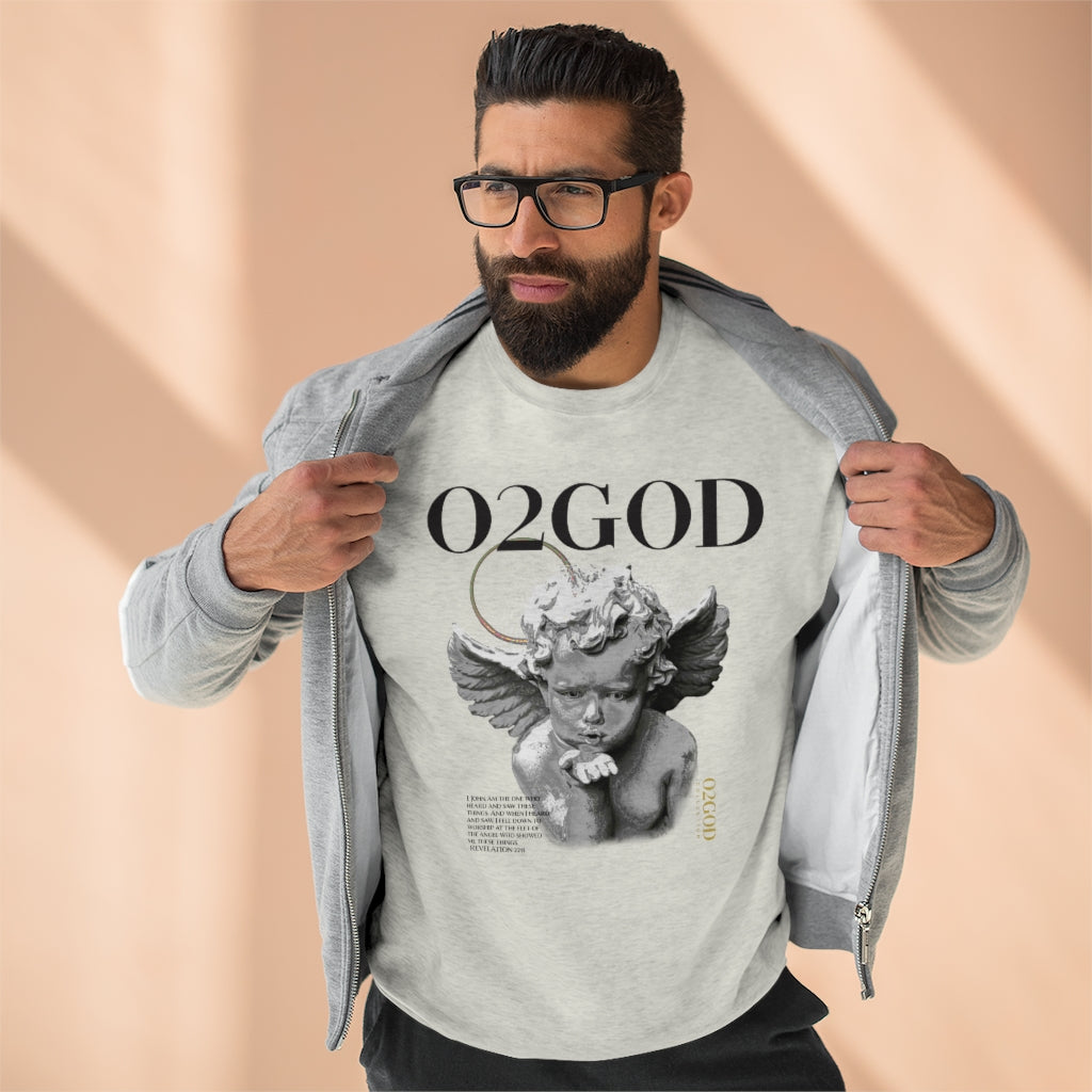 O2GOD BW Baby Angel Premium Crewneck Sweatshirt