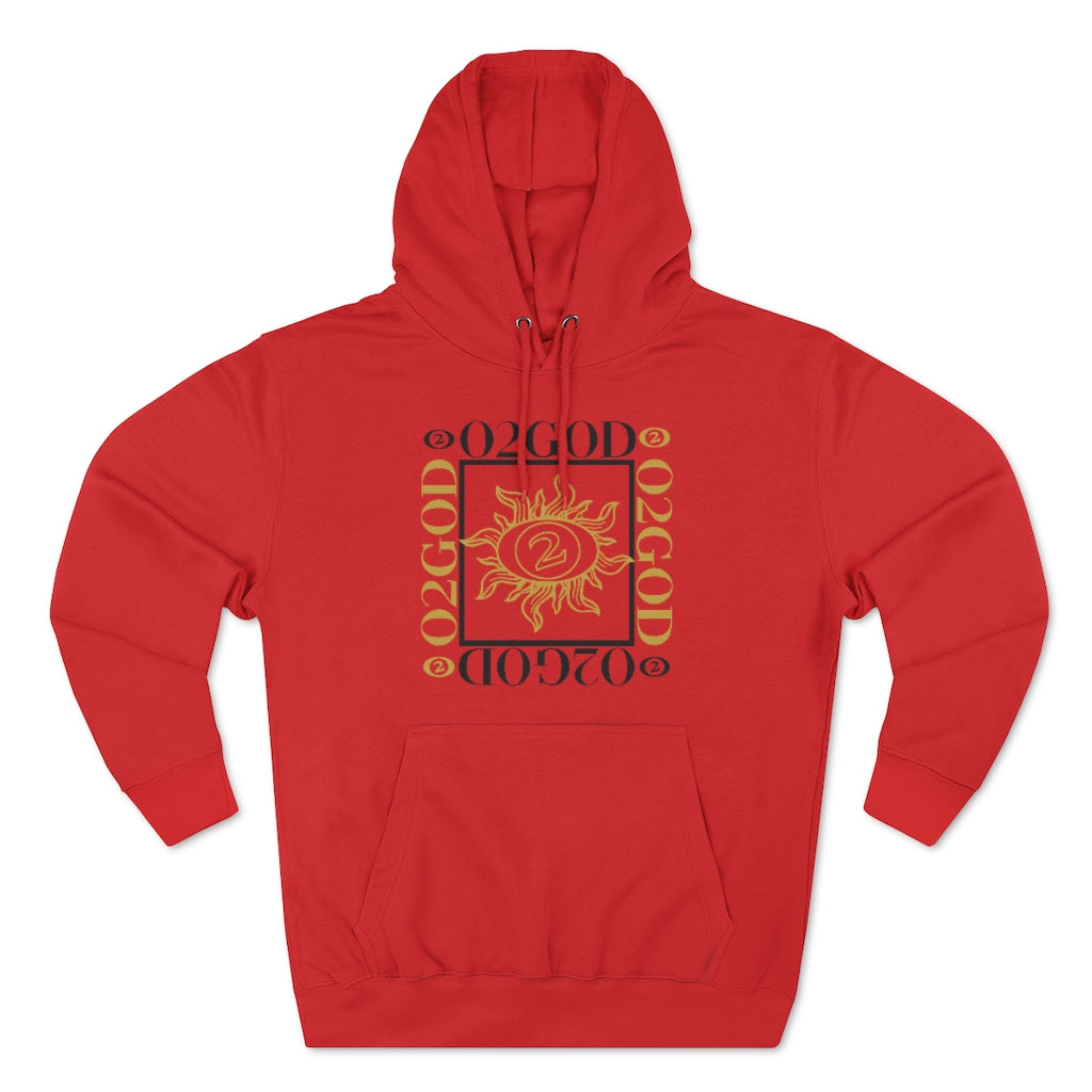 O2GOD SUN Square Premium Pullover Hoodie red