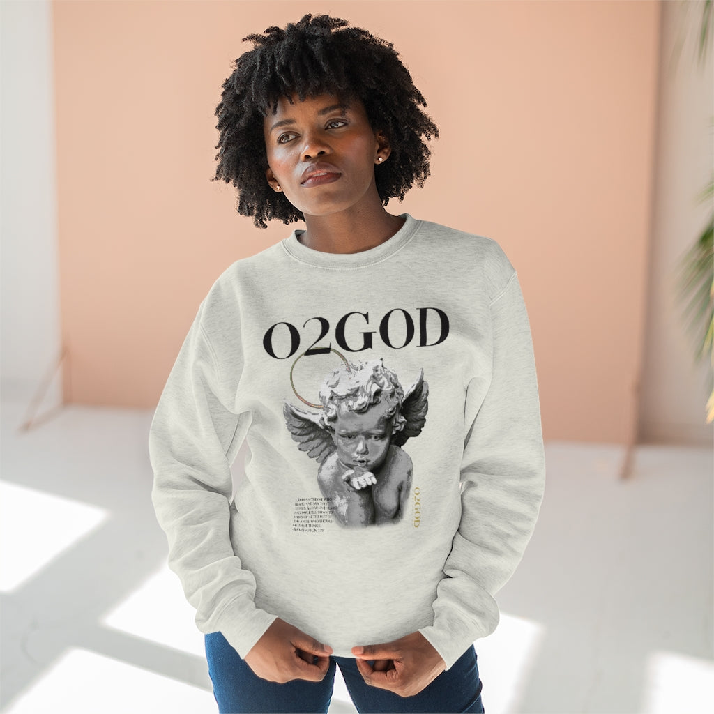 O2GOD BW Baby Angel Premium Crewneck Sweatshirt